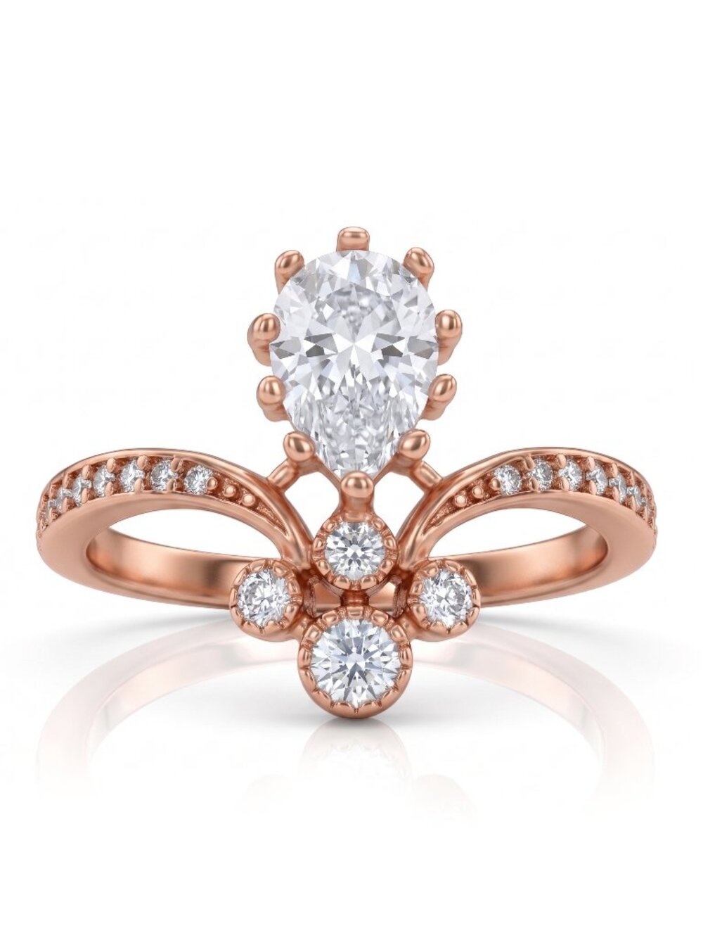 Rose Gold Wishbone Ring, 925 Sterling Silver, 18k Rose Gold